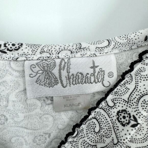 Vintage Character Babydoll Chemise Mini Slip Dress XL Black White Floral Y2K - Picture 6 of 7